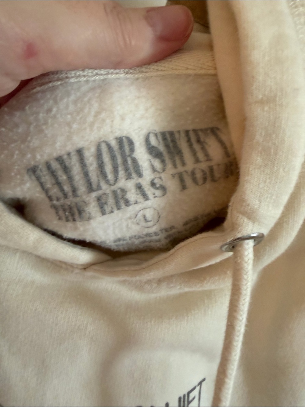 Taylor Swift The Eras Tour 2023 Beige Logo Hoodie L Official Merch Pullover - Picture 3 of 6